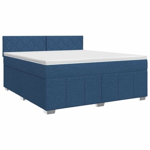 Boxspring krevet s madracem Plava 140 x 200 cm Tkanina - Plava 140 x 200 cm Dizajn s rombovima Cijena