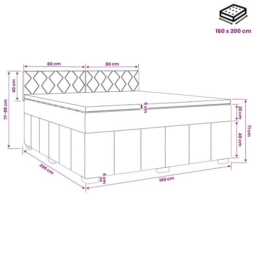 Boxspring krevet s madracem Tamno smeđa 160 x 200 cm Tkanina - Tamno smeđa 160 x 200 cm Dizajn s rombovima Cijena