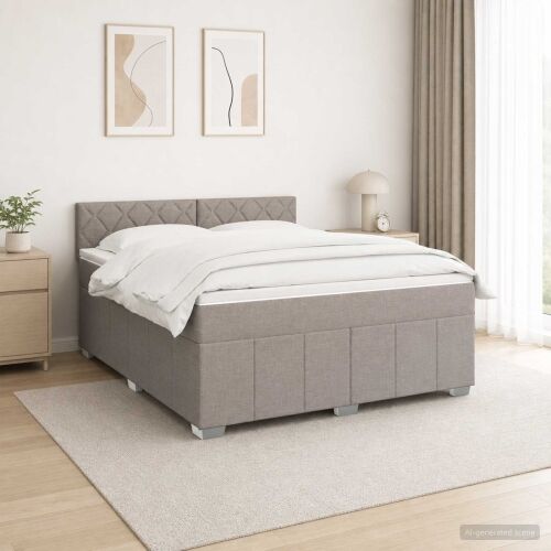 Boxspring krevet s madracem Sivosmeđa 160 x 200 cm Tkanina - Sivosmeđa 160 x 200 cm Dizajn s rombovima Cijena