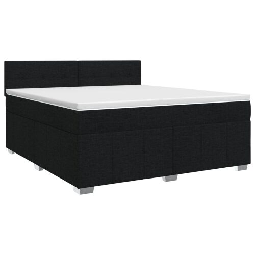 Boxspring krevet s madracem Crna 180 x 200 cm Tkanina - Crna 180 x 200 cm Prošiveno gumbima Cijena