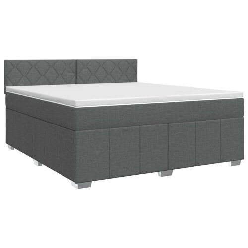 Boxspring krevet s madracem Tamnosiva 180 x 200 cm Tkanina - Tamnosiva 180 x 200 cm Dizajn s rombovima Cijena