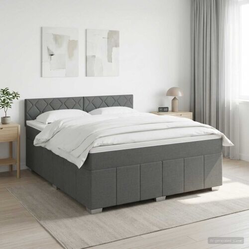 Boxspring krevet s madracem Tamnosiva 180 x 200 cm Tkanina - Tamnosiva 180 x 200 cm Dizajn s rombovima Cijena