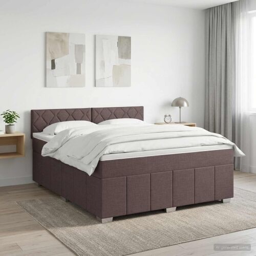 Boxspring krevet s madracem Tamno smeđa 180 x 200 cm Tkanina - Tamno smeđa 180 x 200 cm Dizajn s rombovima Cijena