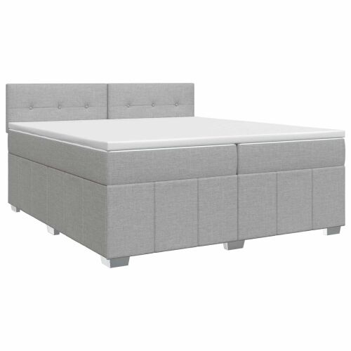 Boxspring krevet s madracem Svjetlosiva 200 x 200 cm Tkanina - Svjetlosiva 200 x 200 cm Prošiveno gumbima Cijena