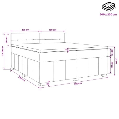 Boxspring krevet s madracem Svjetlosiva 200 x 200 cm Tkanina - Svjetlosiva 200 x 200 cm Prošiveno gumbima Cijena