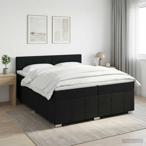 Boxspring krevet s madracem Crna 200 x 200 cm Tkanina - Crna 200 x 200 cm Prošiveno gumbima Cijena