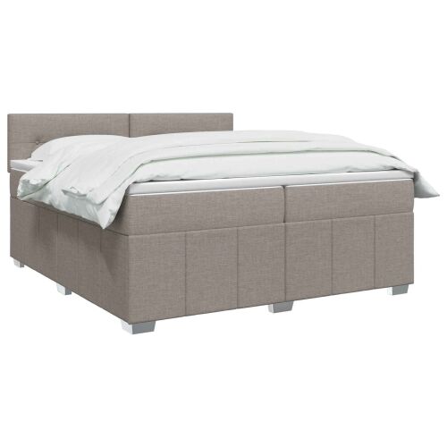 Boxspring krevet s madracem Sivosmeđa 200 x 200 cm Tkanina - Sivosmeđa 200 x 200 cm Prošiveno gumbima Cijena