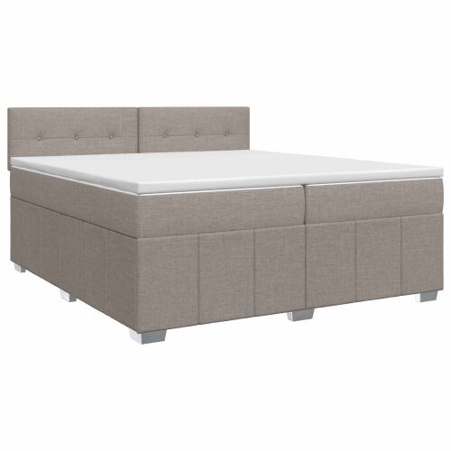 Boxspring krevet s madracem Sivosmeđa 200 x 200 cm Tkanina - Sivosmeđa 200 x 200 cm Prošiveno gumbima Cijena