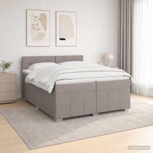 Boxspring krevet s madracem Sivosmeđa 200 x 200 cm Tkanina - Sivosmeđa 200 x 200 cm Prošiveno gumbima Cijena
