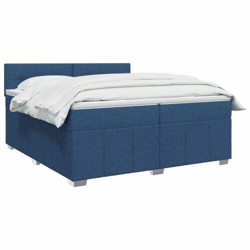 Boxspring krevet s madracem Plava 200 x 200 cm Tkanina - Plava 200 x 200 cm Prošiveno gumbima Cijena