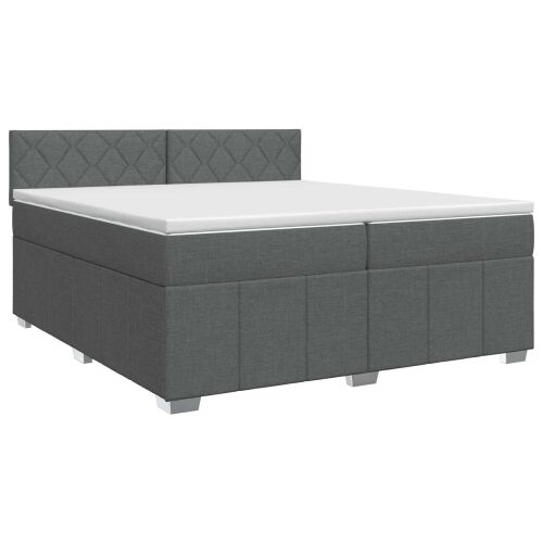 Boxspring krevet s madracem Tamnosiva 200 x 200 cm Tkanina - Tamnosiva 200 x 200 cm Dizajn s rombovima Cijena