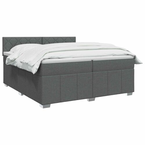 Boxspring krevet s madracem Tamnosiva 200 x 200 cm Tkanina - Tamnosiva 200 x 200 cm Dizajn s rombovima Cijena