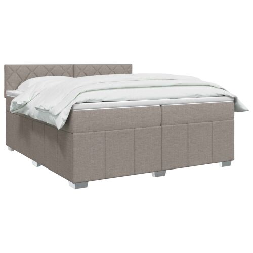 Boxspring krevet s madracem Sivosmeđa 200 x 200 cm Tkanina - Sivosmeđa 200 x 200 cm Dizajn s rombovima Cijena