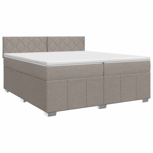 Boxspring krevet s madracem Sivosmeđa 200 x 200 cm Tkanina - Sivosmeđa 200 x 200 cm Dizajn s rombovima Cijena