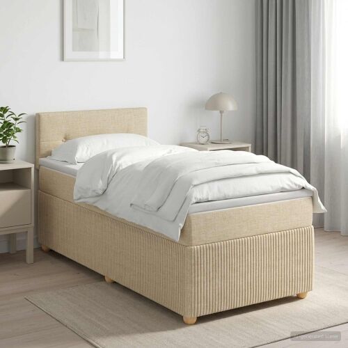 Boxspring krevet s madracem Krem 80 x 200 cm Tkanina - Krem 80 x 200 cm Prošiveno gumbima Cijena