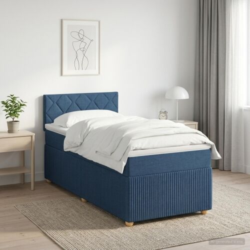 Boxspring krevet s madracem Plava 80 x 200 cm Tkanina - Plava 80 x 200 cm Dizajn s rombovima Cijena