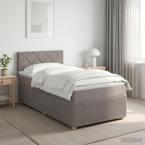 Boxspring krevet s madracem Sivosmeđa 90 x 190 cm Tkanina - Sivosmeđa 90 x 190 cm Dizajn s rombovima Cijena