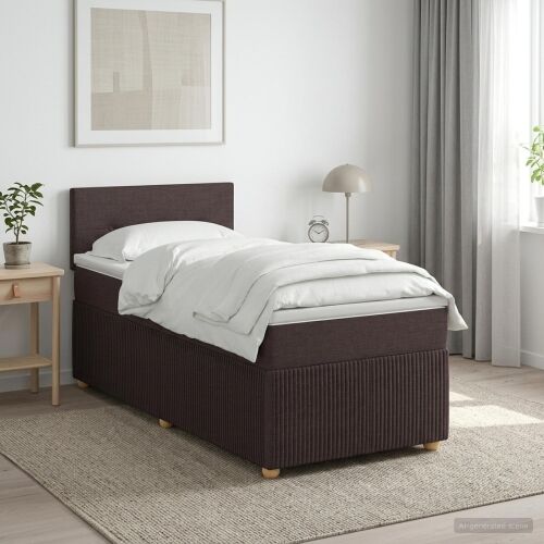 Boxspring krevet s madracem Tamno smeđa 90 x 200 cm Tkanina - Tamno smeđa 90 x 200 cm Prošiveno gumbima Cijena
