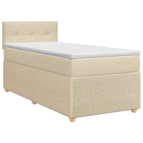 Boxspring krevet s madracem Krem 90 x 200 cm Tkanina - Krem 90 x 200 cm Prošiveno gumbima Cijena