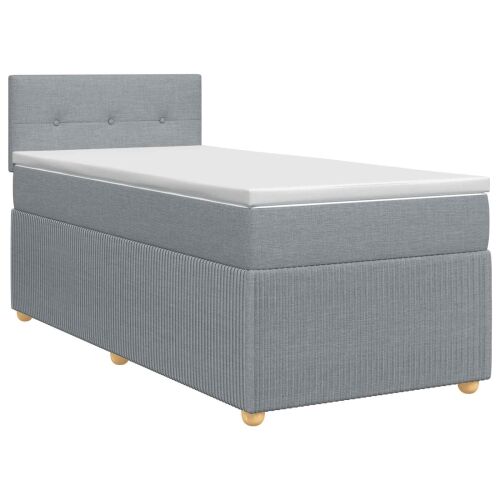 Boxspring krevet s madracem Svjetlosiva 100 x 200 cm Tkanina - Svjetlosiva 100 x 200 cm Prošiveno gumbima Cijena