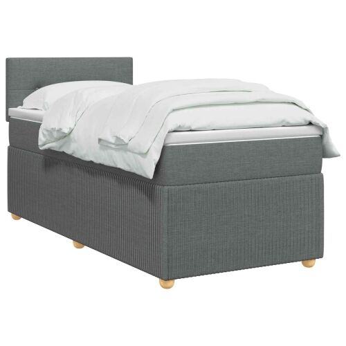 Boxspring krevet s madracem Tamnosiva 100 x 200 cm Tkanina - Tamnosiva 100 x 200 cm Prošiveno gumbima Cijena