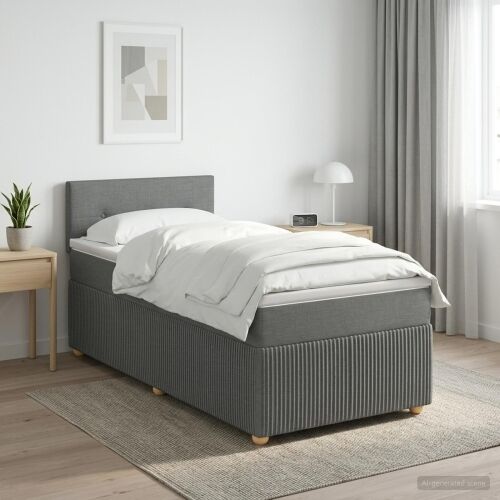 Boxspring krevet s madracem Tamnosiva 100 x 200 cm Tkanina - Tamnosiva 100 x 200 cm Prošiveno gumbima Cijena