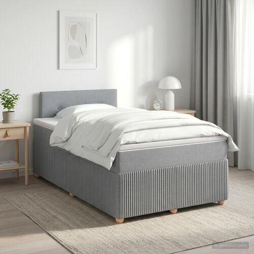 Boxspring krevet s madracem Svjetlosiva 120 x 190 cm Tkanina - Svjetlosiva 120 x 190 cm Prošiveno gumbima Cijena