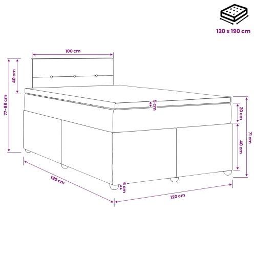 Boxspring krevet s madracem Svjetlosiva 120 x 190 cm Tkanina - Svjetlosiva 120 x 190 cm Prošiveno gumbima Cijena