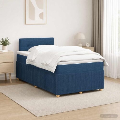 Boxspring krevet s madracem Plava 120 x 190 cm Tkanina - Plava 120 x 190 cm Prošiveno gumbima Cijena