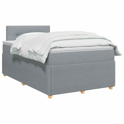 Boxspring krevet s madracem Svjetlosiva 120 x 200 cm Tkanina - Svjetlosiva 120 x 200 cm Prošiveno gumbima Cijena