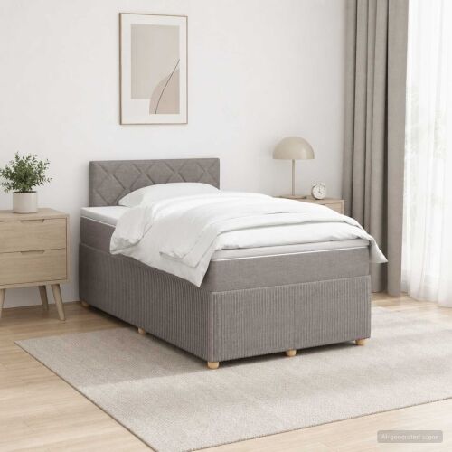 Boxspring krevet s madracem Sivosmeđa 120 x 200 cm Tkanina - Sivosmeđa 120 x 200 cm Dizajn s rombovima Cijena