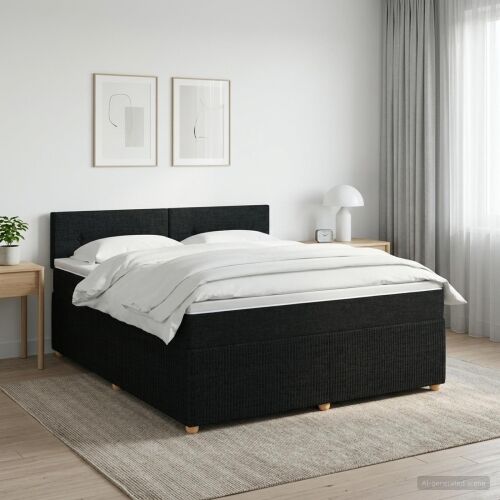 Boxspring krevet s madracem Crna 140 x 190 cm Tkanina - Crna 140 x 190 cm Prošiveno gumbima Cijena