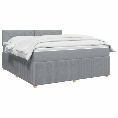 Boxspring krevet s madracem Svjetlosiva 140 x 190 cm Tkanina - Svjetlosiva 140 x 190 cm Dizajn s rombovima Cijena
