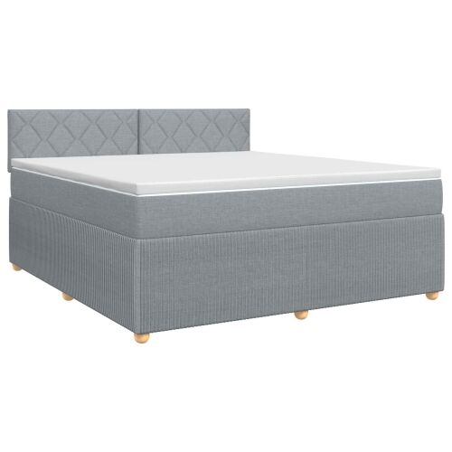 Boxspring krevet s madracem Svjetlosiva 140 x 200 cm Tkanina - Svjetlosiva 140 x 200 cm Dizajn s rombovima Cijena