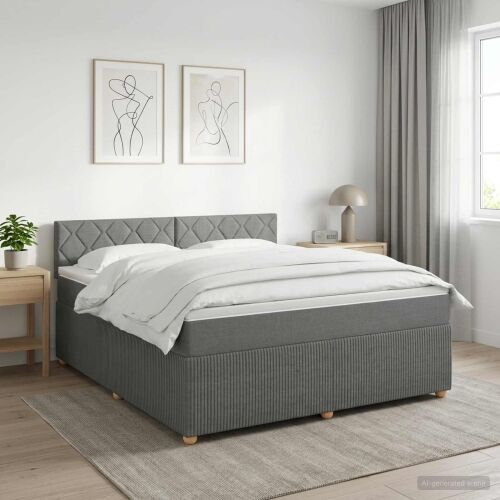 Boxspring krevet s madracem Tamnosiva 160 x 200 cm Tkanina - Tamnosiva 160 x 200 cm Dizajn s rombovima Cijena