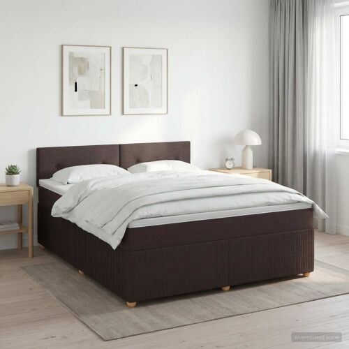 Boxspring krevet s madracem Tamno smeđa 180 x 200 cm Tkanina - Tamno smeđa 180 x 200 cm Prošiveno gumbima Cijena