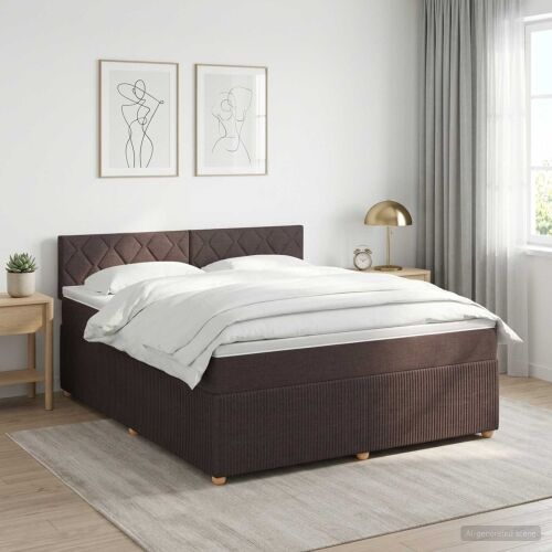 Boxspring krevet s madracem Tamno smeđa 180 x 200 cm Tkanina - Tamno smeđa 180 x 200 cm Dizajn s rombovima Cijena