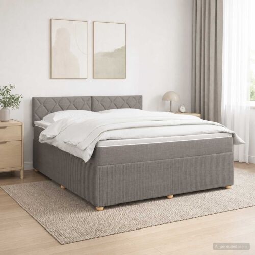 Boxspring krevet s madracem Sivosmeđa 180 x 200 cm Tkanina - Sivosmeđa 180 x 200 cm Dizajn s rombovima Cijena