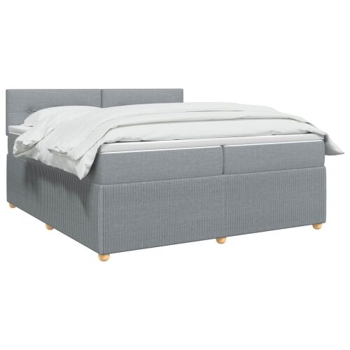 Boxspring krevet s madracem Svjetlosiva 200 x 200 cm Tkanina - Svjetlosiva 200 x 200 cm Prošiveno gumbima Cijena