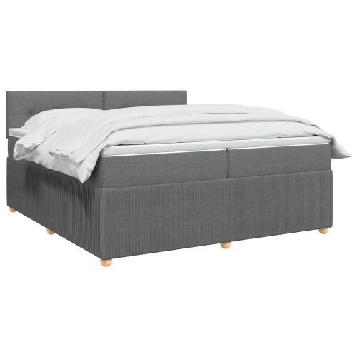 Boxspring krevet s madracem Tamnosiva 200 x 200 cm Tkanina - Tamnosiva 200 x 200 cm Prošiveno gumbima Cijena