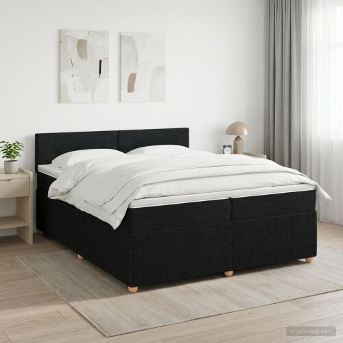 Boxspring krevet s madracem Crna 200 x 200 cm Tkanina - Crna 200 x 200 cm Prošiveno gumbima Cijena