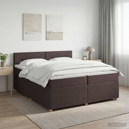 Boxspring krevet s madracem Tamno smeđa 200 x 200 cm Tkanina - Tamno smeđa 200 x 200 cm Prošiveno gumbima Cijena