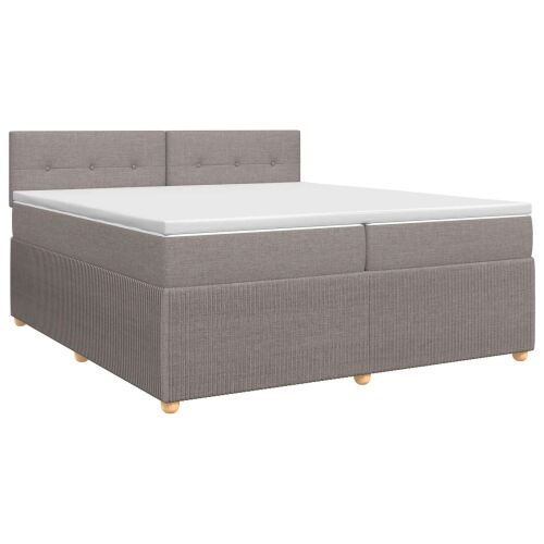 Boxspring krevet s madracem Sivosmeđa 200 x 200 cm Tkanina - Sivosmeđa 200 x 200 cm Prošiveno gumbima Cijena