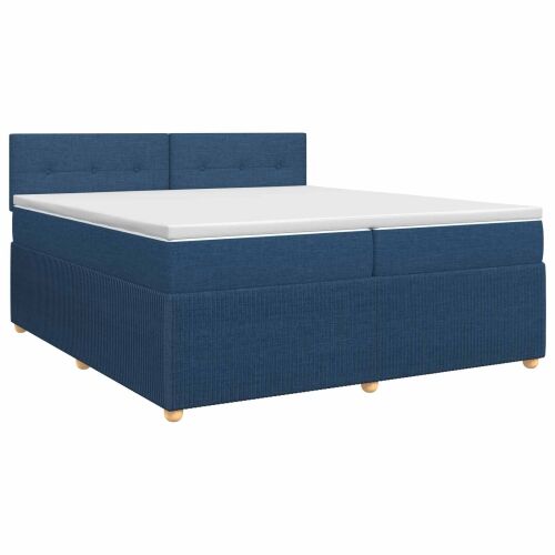 Boxspring krevet s madracem Plava 200 x 200 cm Tkanina - Plava 200 x 200 cm Prošiveno gumbima Cijena