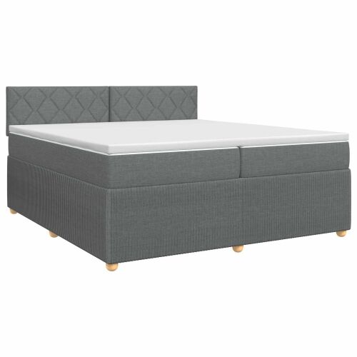 Boxspring krevet s madracem Tamnosiva 200 x 200 cm Tkanina - Tamnosiva 200 x 200 cm Dizajn s rombovima Cijena
