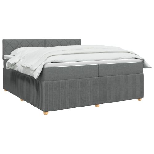 Boxspring krevet s madracem Tamnosiva 200 x 200 cm Tkanina - Tamnosiva 200 x 200 cm Dizajn s rombovima Cijena