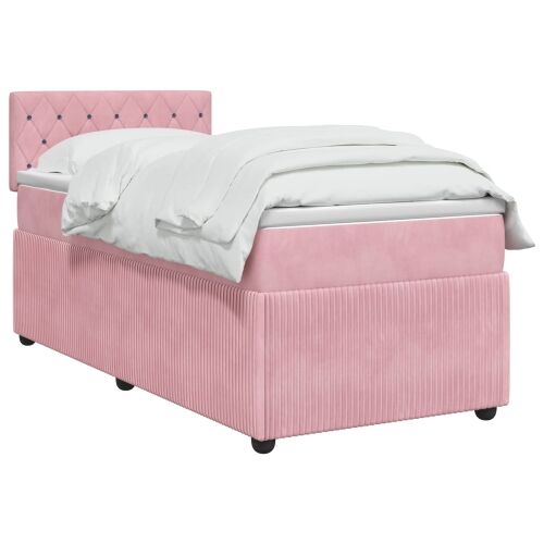 Boxspring krevet s madracem Ružičasta 80 x 200 cm Baršun - Ružičasta 80 x 200 cm Kristal s dugmadima Cijena