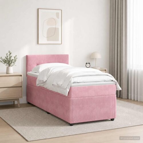 Boxspring krevet s madracem Ružičasta 80 x 200 cm Baršun - Ružičasta 80 x 200 cm Prošiveno gumbima Cijena