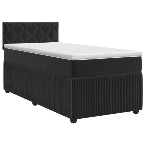 Boxspring krevet s madracem Crna 80 x 200 cm Baršun - Crna 80 x 200 cm Dizajn s rombovima Cijena