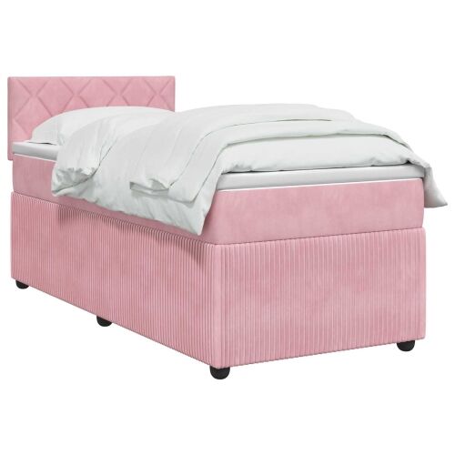 Boxspring krevet s madracem Ružičasta 80 x 200 cm Baršun - Ružičasta 80 x 200 cm Dizajn s rombovima Cijena